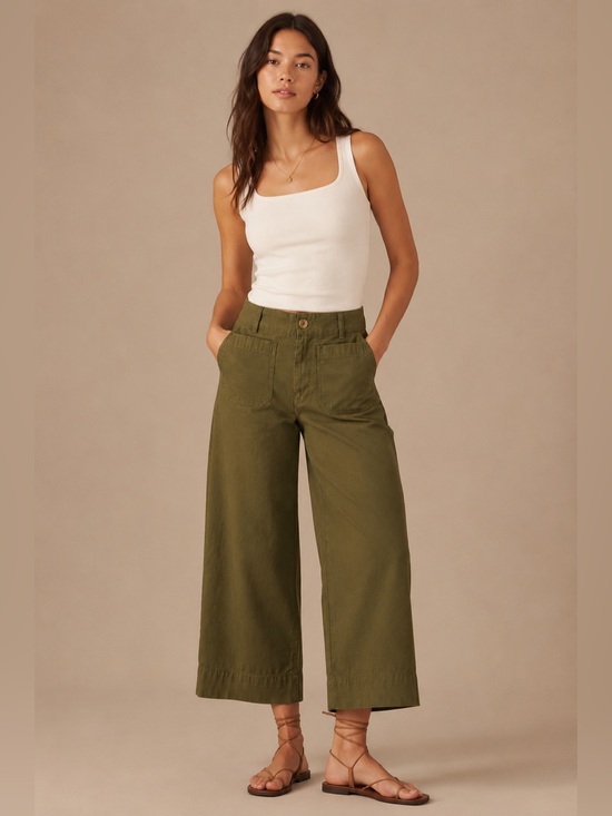 Maeve Pants - Anthropologie Maeve Colette Olive Green Crop Wide Leg Twill Pants 28